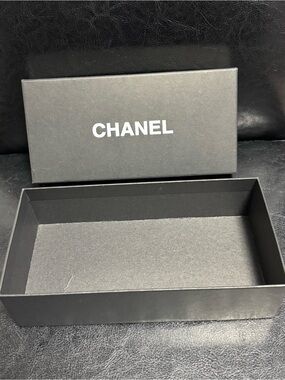 CHANEL Black Box with White Logo Lid